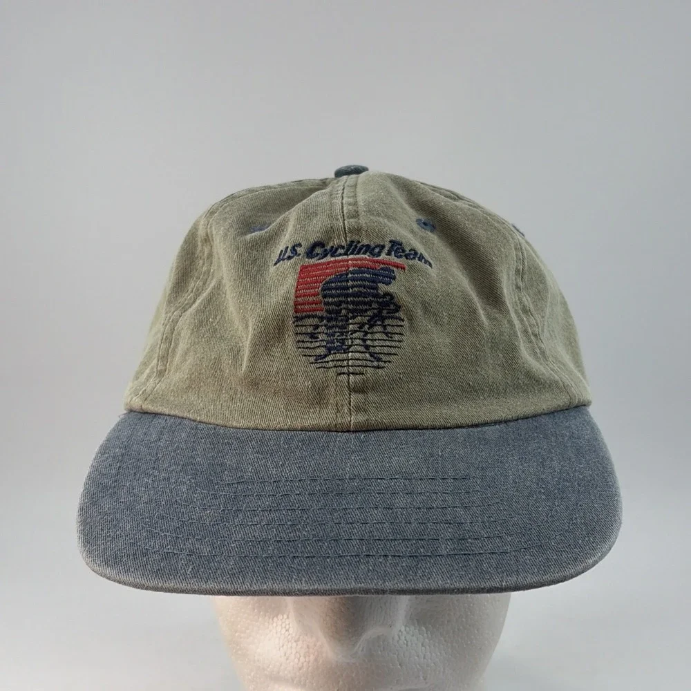 Vintage US Postal Service Cycling Team Hat Cap Bike Tour de France Khaki Dad